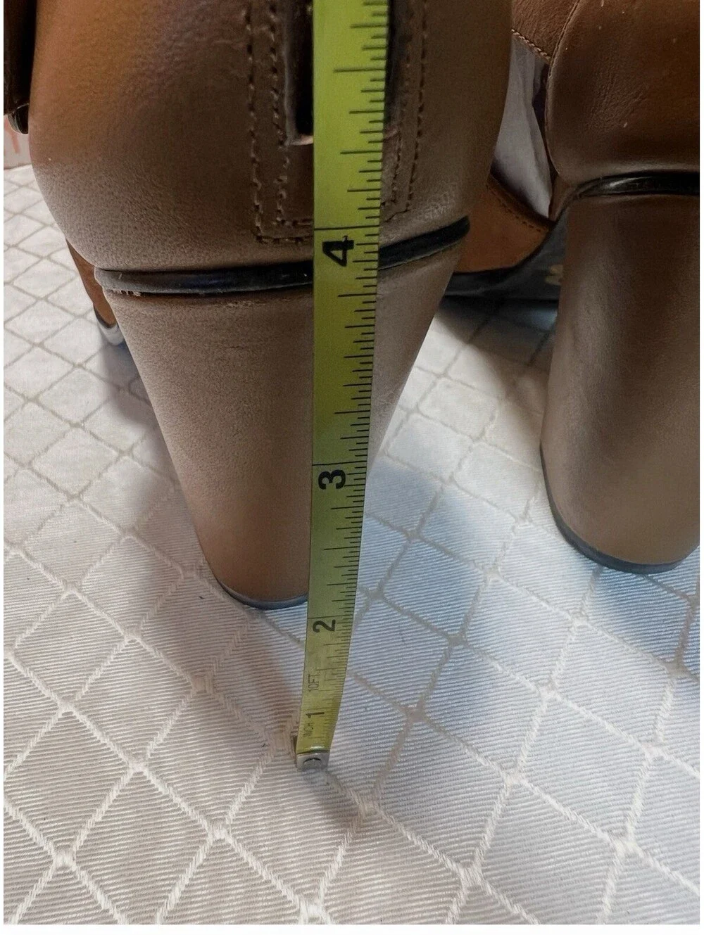 Gianni Bini Peep Toe tan leather Heel Booties: Size 7.5